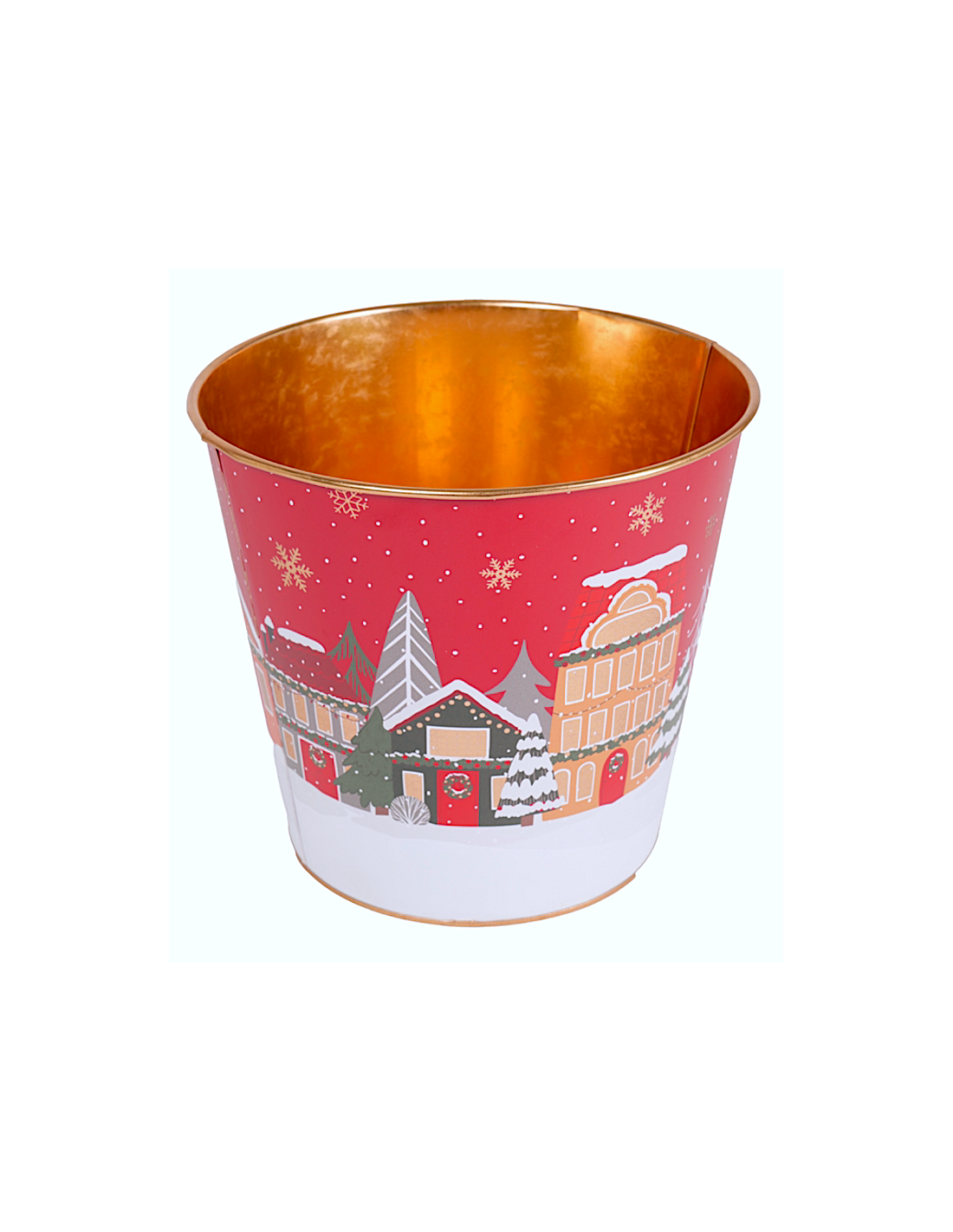 CACHEPOT ROSSO METALLO 18X17CM DEC.PAESAGGIO
