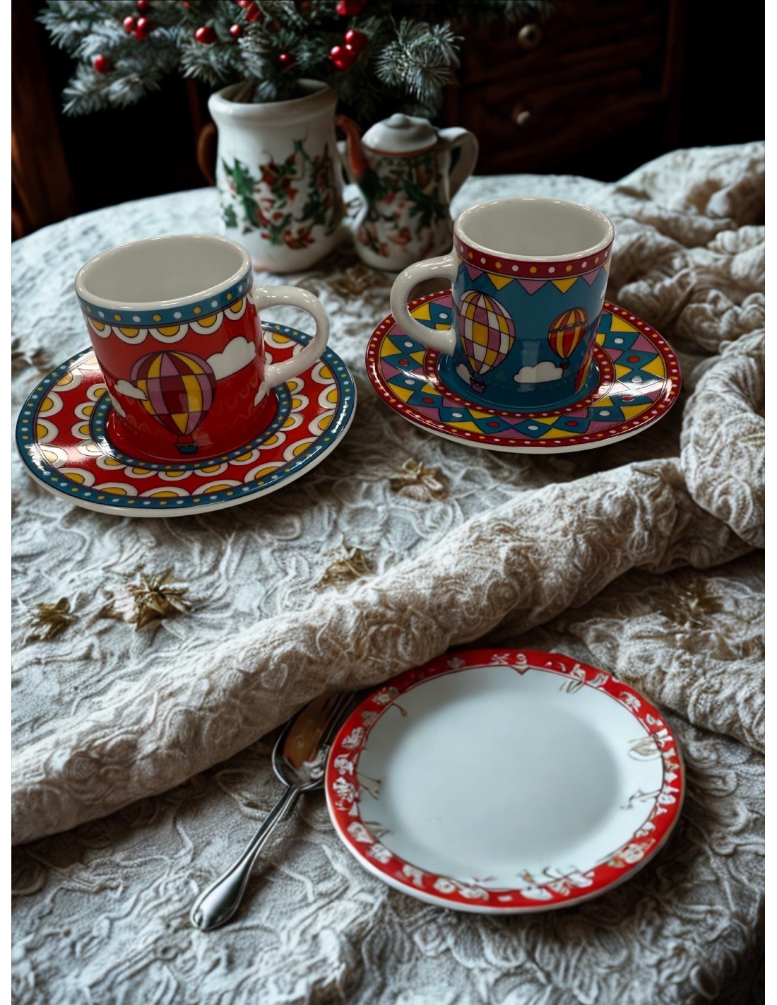 Set 2 tazzine con piattino Natale Bialetti linea Winter Wonderland