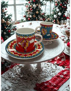 Set 2 tazzine con piattino Natale Bialetti linea Winter Wonderland
