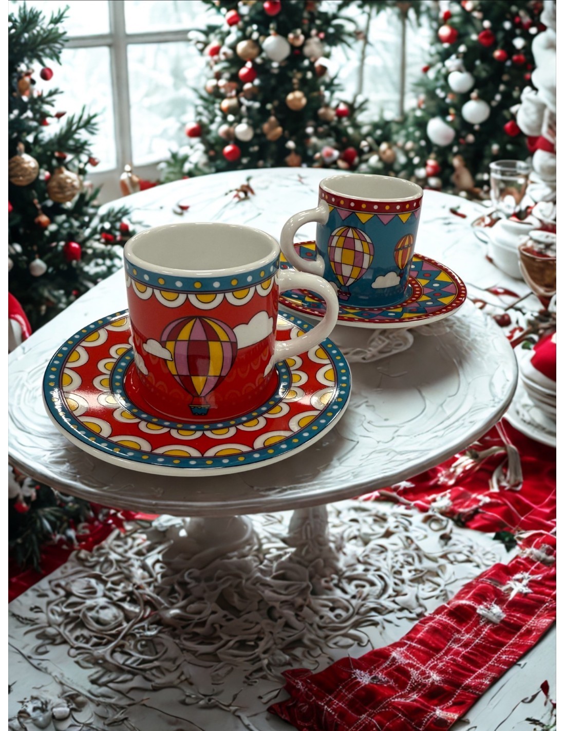 Set 2 tazzine con piattino Natale Bialetti linea Winter Wonderland
