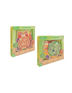LABIRINTO IN LEGNO, GIOCO MAGNETICO ANIMALI, PENNA E PALLINA INCLUSE, 2 MODELLI, ASSORTITO