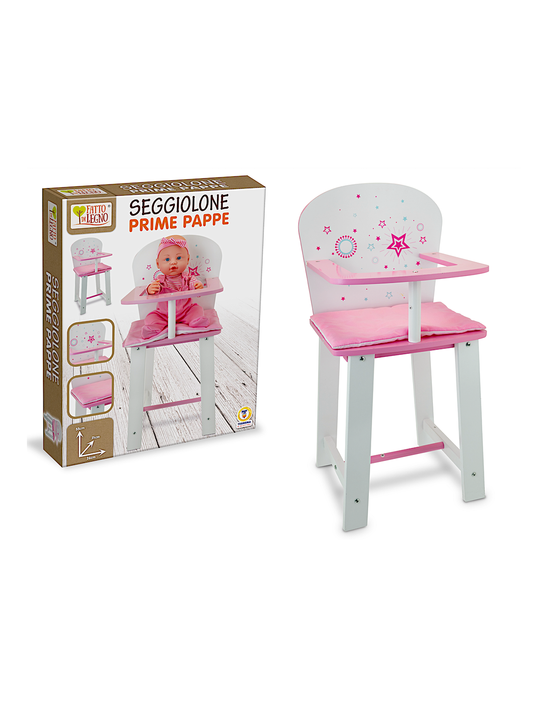 SEGGIOLONE IN LEGNO H55CM, FATTO DI LEGNO - GIOCO EDUCATIVO