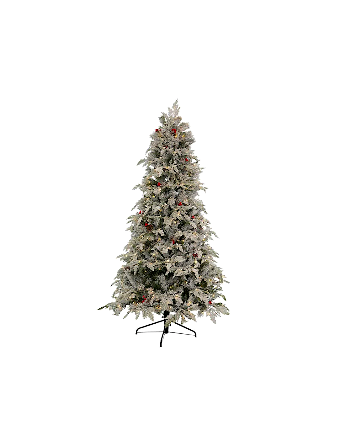 ALBERO DI NATALE SOLE 210CM FLOCCATO CON 500 LED LUCE CALDA