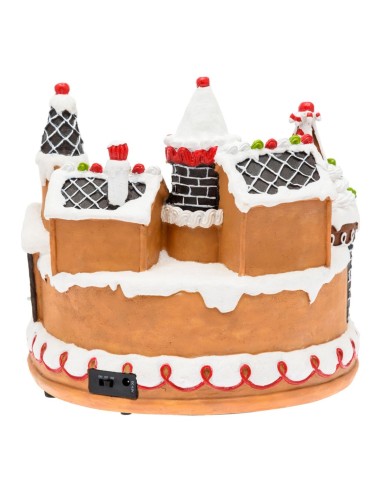 Villaggio di Natale Candy Village 27x25cm, Trenino Rotante, LED Bianco Caldo, Trasformatore Incluso