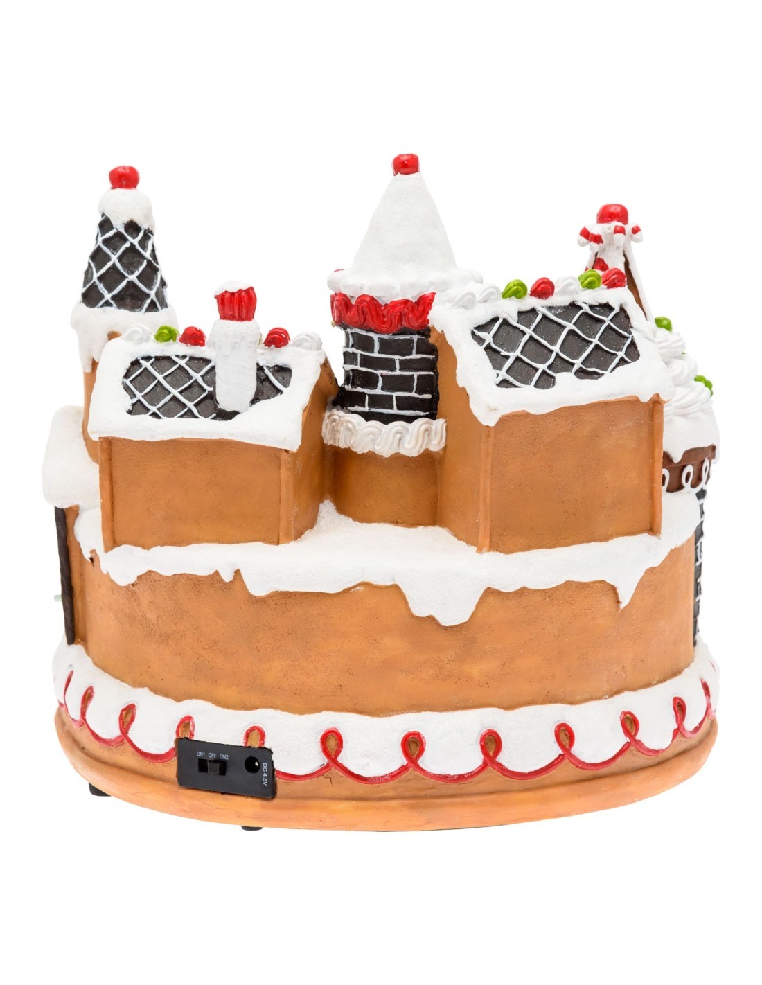 Villaggio di Natale Candy Village 27x25cm, Trenino Rotante, LED Bianco Caldo, Trasformatore Incluso