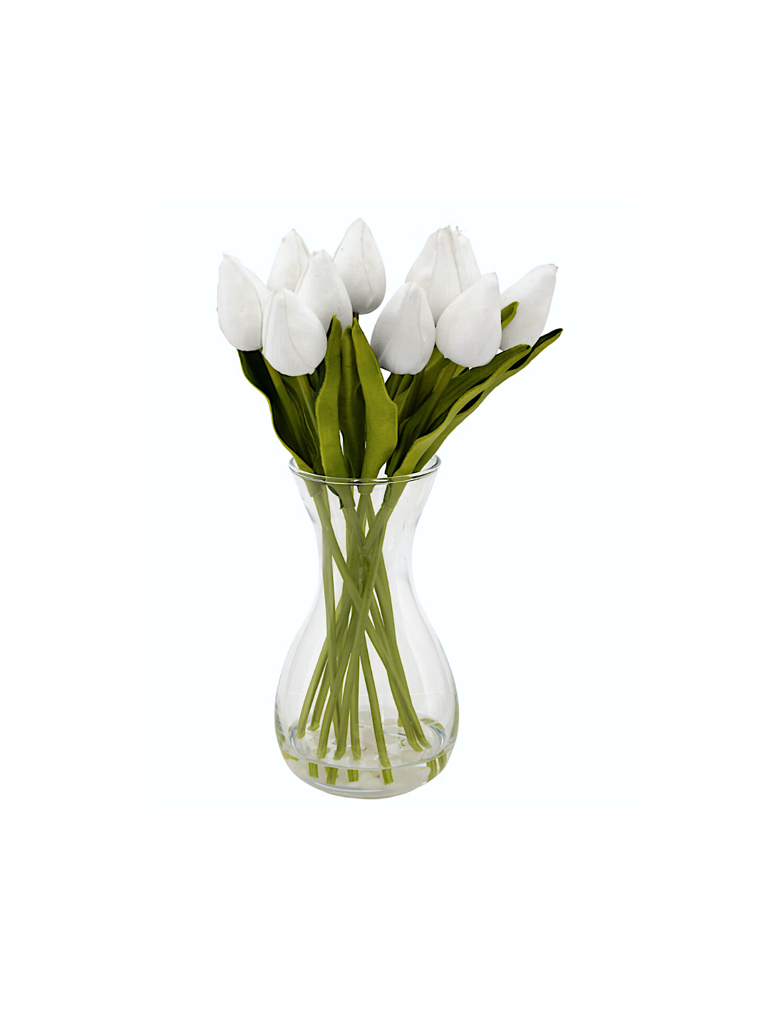 Composizione Tulipani Bianchi con Vaso "Hector" in Vetro H28,5 cm – Atmosphera