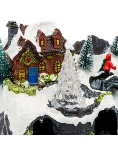 Villaggio di Natale Paesaggio Innevato 30x18cm, Trenino e Slitta Rotanti,  La magia di natale per decorazioni 2