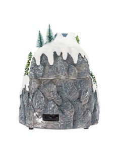 Villaggio di Natale Paesaggio Innevato 28x31cm, Trenino Albero e Babbo Rotanti, LED Colorati, Musica Natalizia, Trasformatore
