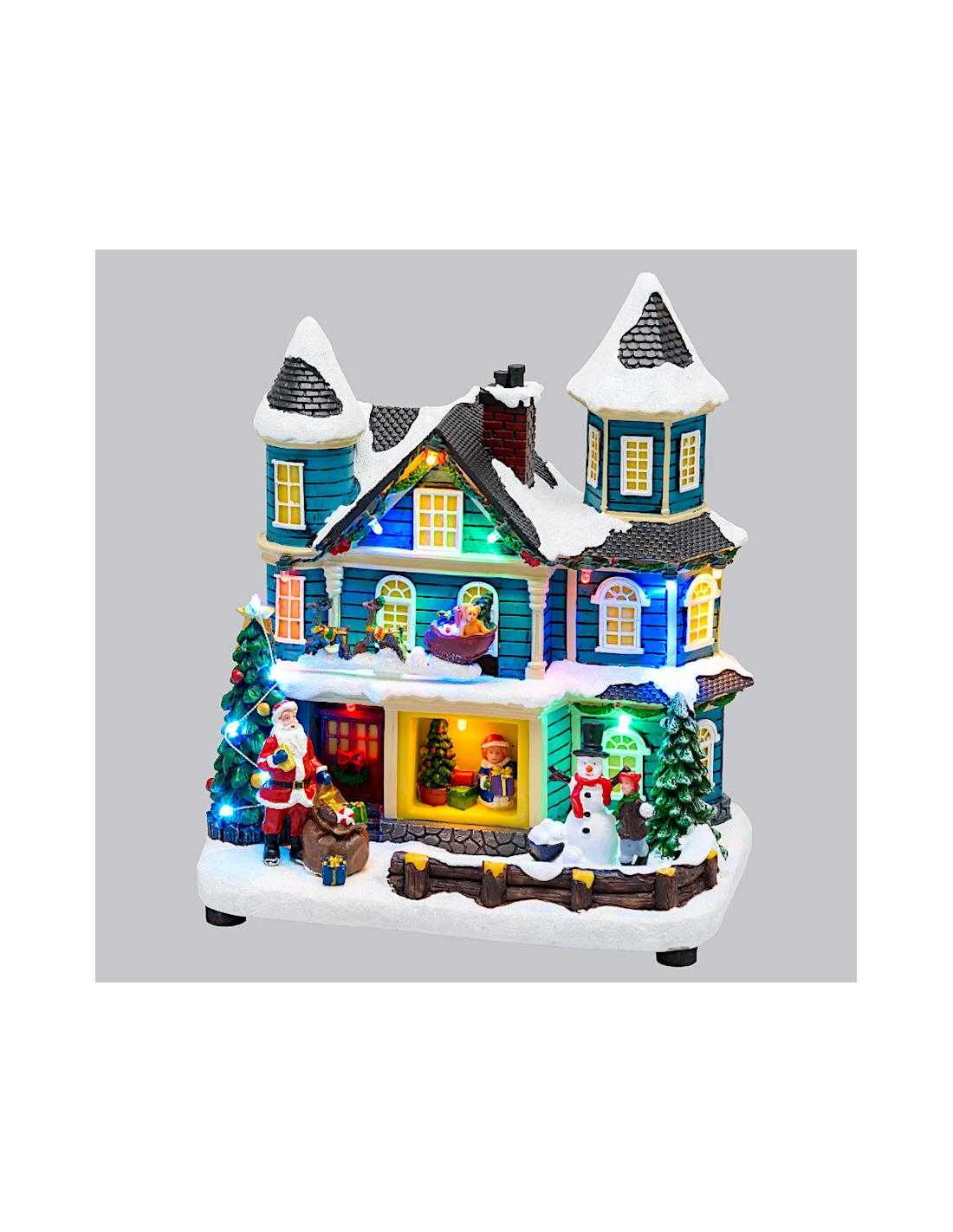 Villaggio di Natale Casa con Scena Natalizia 20x23cm, Musica Natalizia