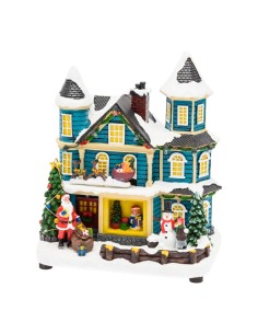 Villaggio di Natale Casa con Scena Natalizia 20x23cm, Musica Natalizia