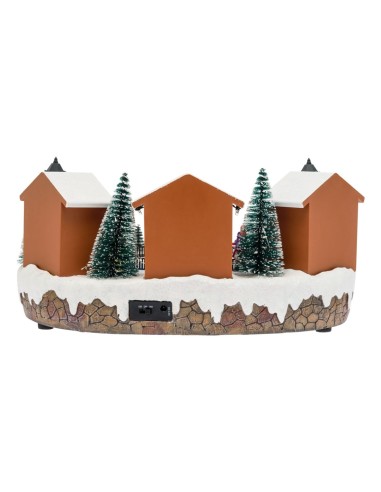 VILLAGGIO IN POLYRESINA 35XH15CM LAGO GHIACCIATO CON PATTINATORI IN...