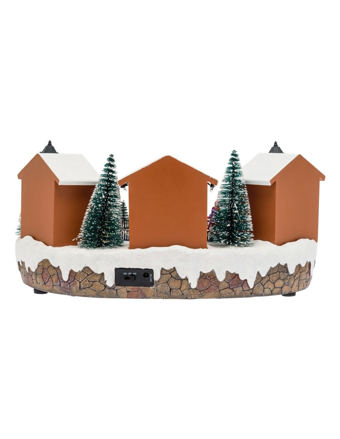 VILLAGGIO IN POLYRESINA 35XH15CM LAGO GHIACCIATO CON PATTINATORI IN...