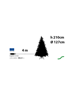 Abete Alpino di Natale Prelit H210cm, PVC+PE Verde, 500 LED Bianco Caldo, 1778 Punte, Giochi di Luce