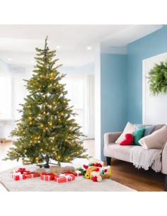 Abete Alpino di Natale Prelit H210cm, PVC+PE Verde, 500 LED Bianco Caldo, 1778 Punte, Giochi di Luce