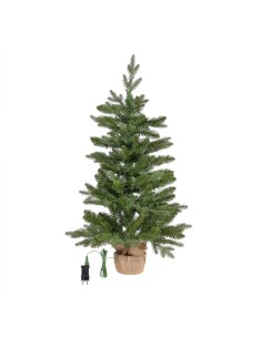 Abete Alpino di Natale Prelit H90cm, PVC+PE Verde, Base in Iuta, 180 LED Bianco Caldo, 301 Punte, Giochi di Luce