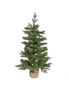 Abete Alpino di Natale Prelit H90cm, PVC+PE Verde, Base in Iuta, 180 LED Bianco Caldo, 301 Punte, Giochi di Luce