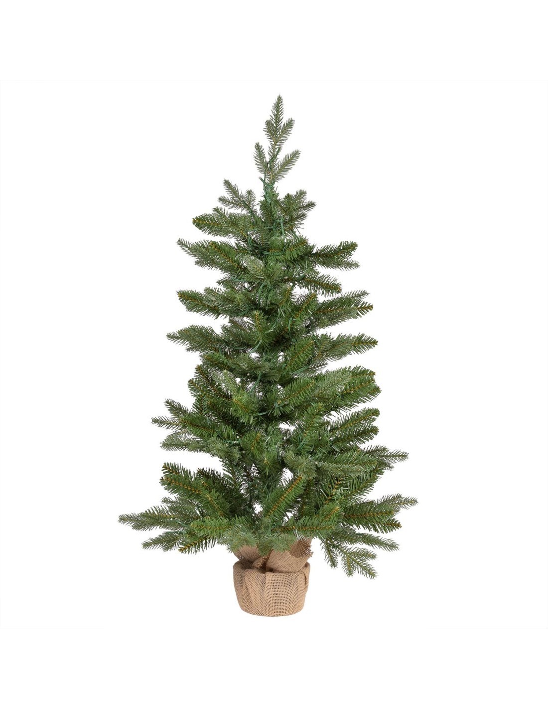 Abete Alpino di Natale Prelit H90cm, PVC+PE Verde, Base in Iuta, 180 LED Bianco Caldo, 301 Punte, Giochi di Luce