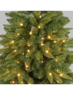 Abete Slim di Natale Prelit H150cm, PVC+PE Verde, 200 LED Bianco Caldo, 575 Punte, Giochi di Luce