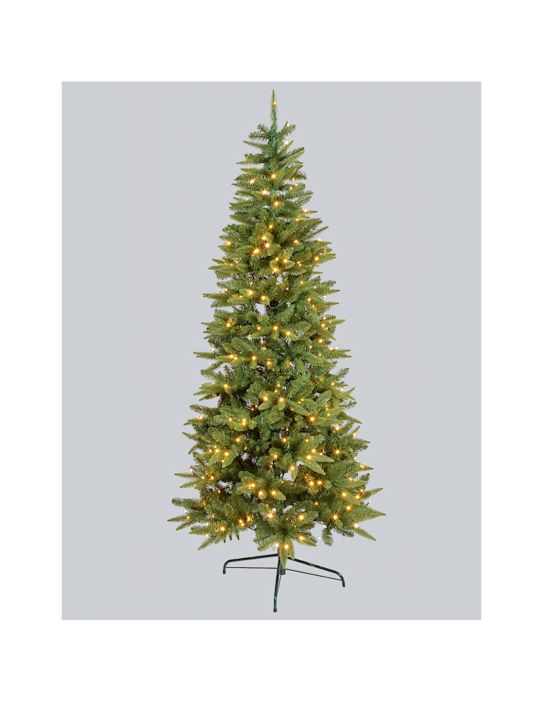 Abete Slim di Natale Prelit H210cm, PVC+PE Verde, 400 LED Bianco Caldo, 1025 Punte, Giochi di Luce