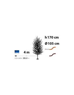 Albero Ramo di Natale Tiglio Marrone H170cm, 784 MicroLED Bianco Caldo, FlashLED Diamond, Rami Modellabili