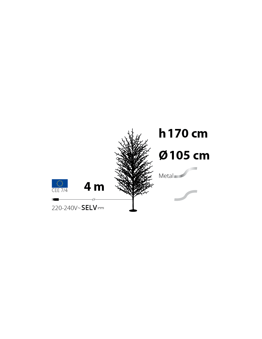 Albero Ramo di Natale Tiglio Champagne H170cm, 784 MicroLED Bianco Caldo e Bianco, FlashLED Diamond, Rami Modellabili