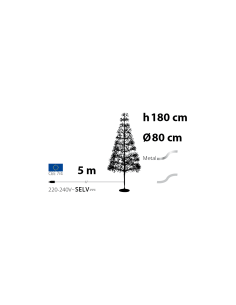 Albero Conico di Natale RICH Champagne H180cm, 2100 MicroLED Bianco Caldo e Bianco, FlashLED Diamond, Rami Modellabili