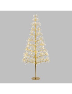 Albero Conico di Natale RICH Champagne H180cm, 2100 MicroLED Bianco Caldo e Bianco, FlashLED Diamond, Rami Modellabili