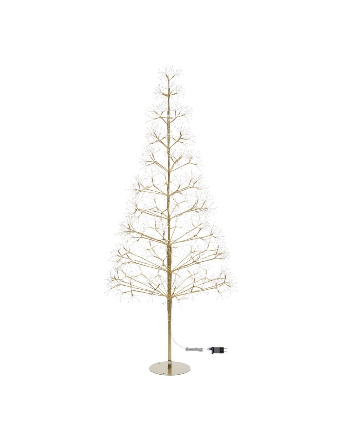 Albero Conico di Natale RICH Champagne H180cm, 2100 MicroLED Bianco Caldo e Bianco, FlashLED Diamond, Rami Modellabili