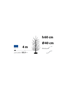 Albero Ramo di Natale Tiglio Champagne H60cm, 160 MicroLED Bianco Caldo e Bianco, FlashLED Diamond, Rami Modellabili