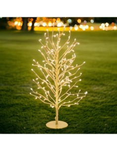 Albero Ramo di Natale Tiglio Champagne H60cm, 160 MicroLED Bianco Caldo e Bianco, FlashLED Diamond, Rami Modellabili