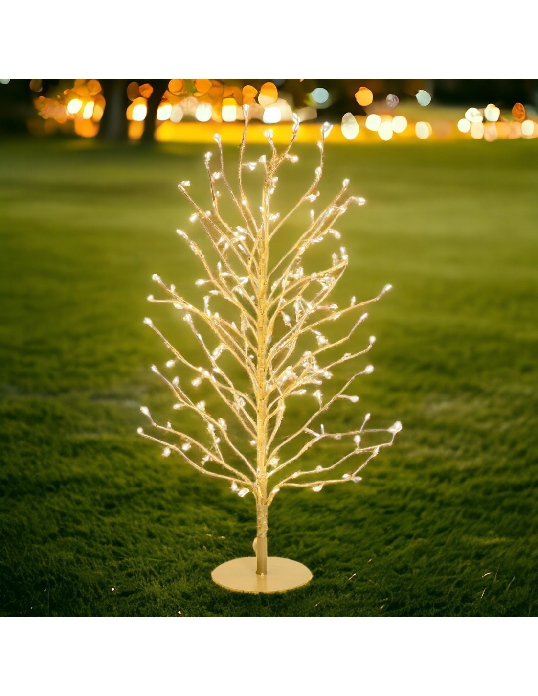 Albero Ramo di Natale Tiglio Champagne H60cm, 160 MicroLED Bianco Caldo e Bianco, FlashLED Diamond, Rami Modellabili