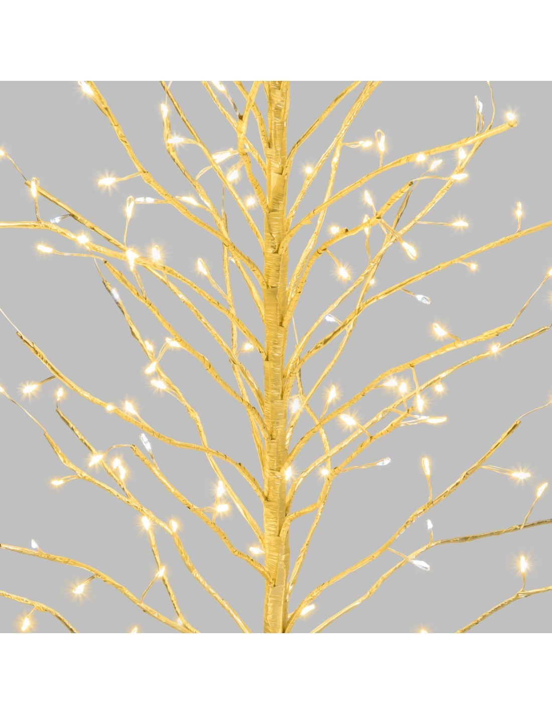Albero Ramo di Natale Tiglio Champagne H60cm, 160 MicroLED Bianco Caldo e Bianco, FlashLED Diamond, Rami Modellabili