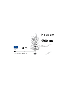 Albero Ramo di Natale Tiglio Champagne H120cm, 330 MicroLED Bianco Caldo e Bianco, FlashLED Diamond, Rami Modellabili