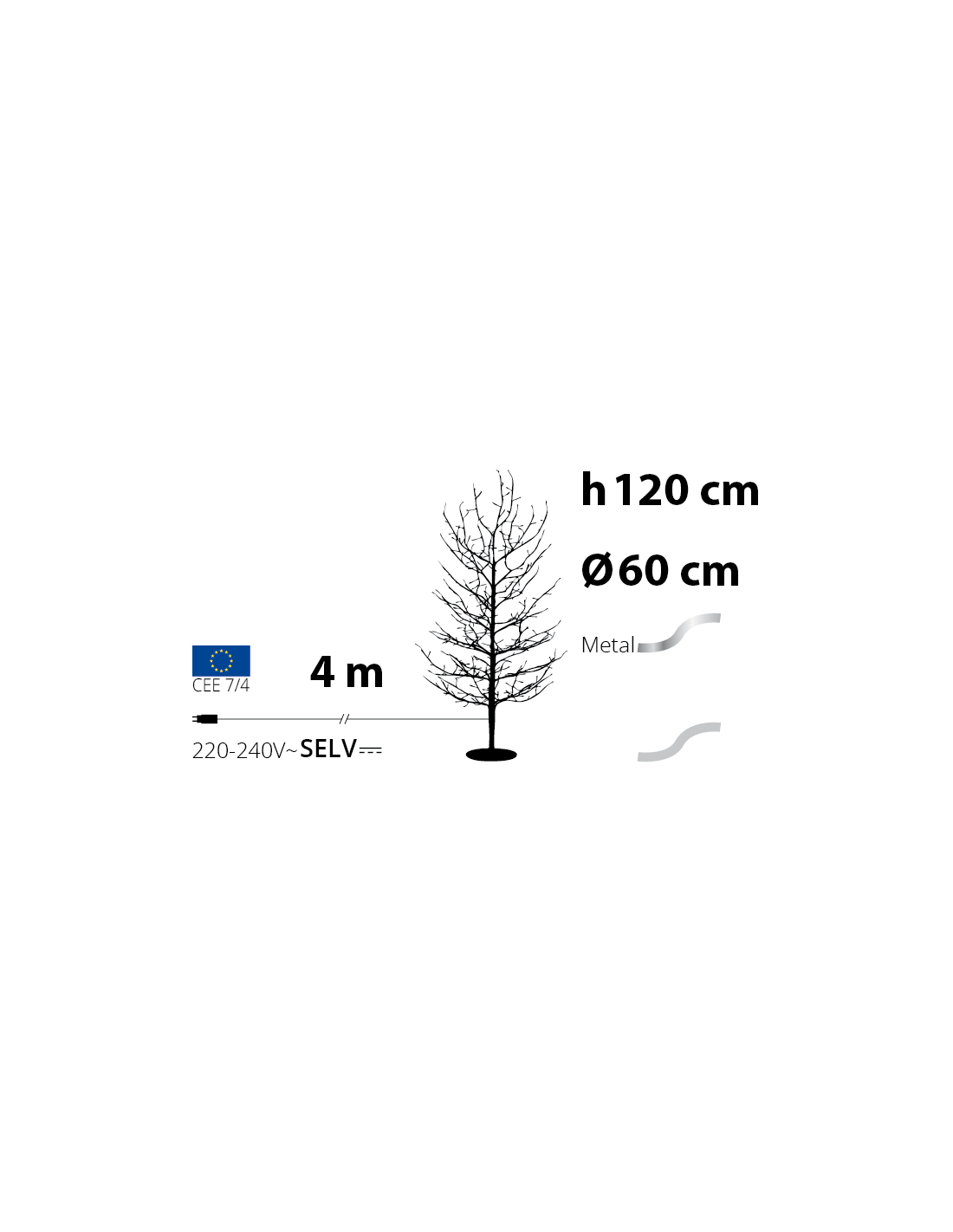 Albero Ramo di Natale Tiglio Champagne H120cm, 330 MicroLED Bianco Caldo e Bianco, FlashLED Diamond, Rami Modellabili