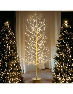 Albero Ramo di Natale Tiglio Champagne H120cm, 330 MicroLED Bianco Caldo e Bianco, FlashLED Diamond, Rami Modellabili