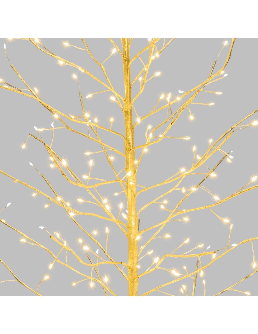 Albero Ramo di Natale Tiglio Champagne H120cm, 330 MicroLED Bianco Caldo e Bianco, FlashLED Diamond, Rami Modellabili