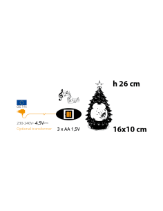 Albero di Natale Glitter LED H26cm, Verde Antico Oro, Effetto Acqua e Glitter in Movimento, Batteria o Trasformatore 2