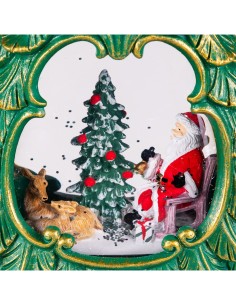 Albero di Natale Glitter LED H26cm, Verde Antico Oro, Effetto Acqua e Glitter in Movimento, Batteria o Trasformatore