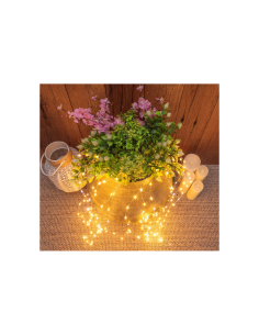 Cascata di Natale 300 MicroLED H100cm, FlashLED Diamond, Bianco Caldo, 15 Stringhe, Cavo Argento, Uso Interno Esterno