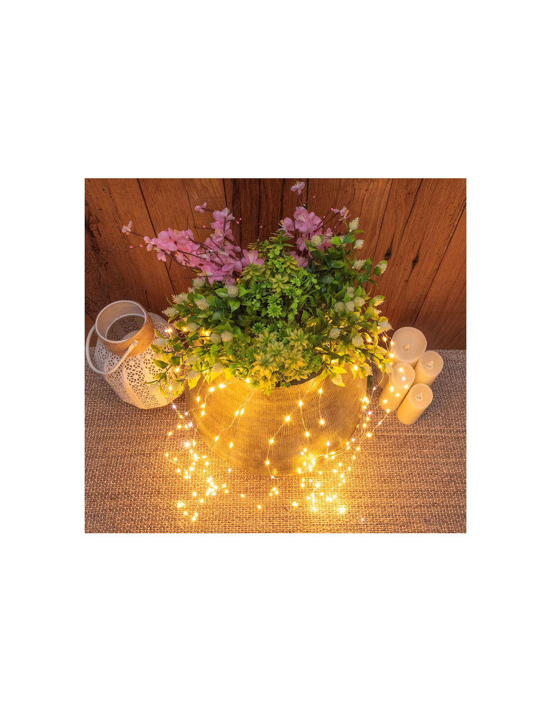 Cascata di Natale 300 MicroLED H100cm, FlashLED Diamond, Bianco Caldo, 15 Stringhe, Cavo Argento, Uso Interno Esterno