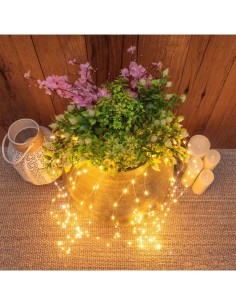 Cascata di Natale 300 MicroLED H100cm, FlashLED Diamond, Bianco Caldo, 15 Stringhe, Cavo Argento, Uso Interno Esterno