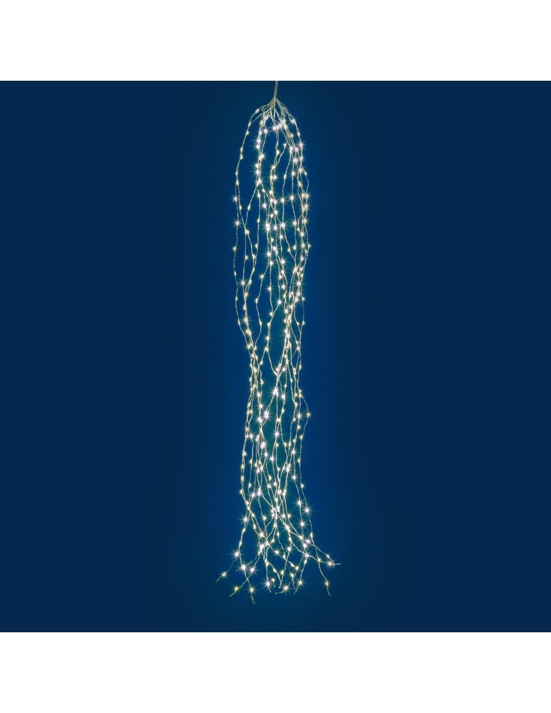 Cascata di Natale 300 MicroLED H100cm, FlashLED Diamond, Bianco Caldo, 15 Stringhe, Cavo Argento, Uso Interno Esterno