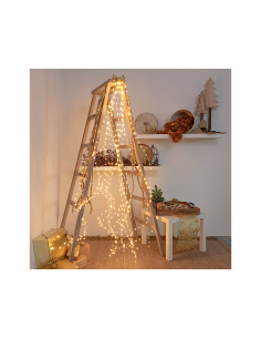 Cascata di Natale 600 MicroLED H200cm, FlashLED Diamond, Bianco Caldo, 15 Stringhe, Cavo Argento, Uso Interno Esterno