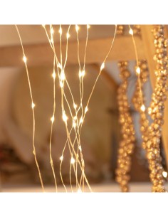 Cascata di Natale 600 MicroLED H200cm, FlashLED Diamond, Bianco Caldo, 15 Stringhe, Cavo Argento, Uso Interno Esterno
