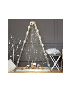 Cascata di Natale 600 MicroLED H200cm, FlashLED Diamond, Luce Bianca, 15 Stringhe, Cavo Argento, Uso Interno Esterno