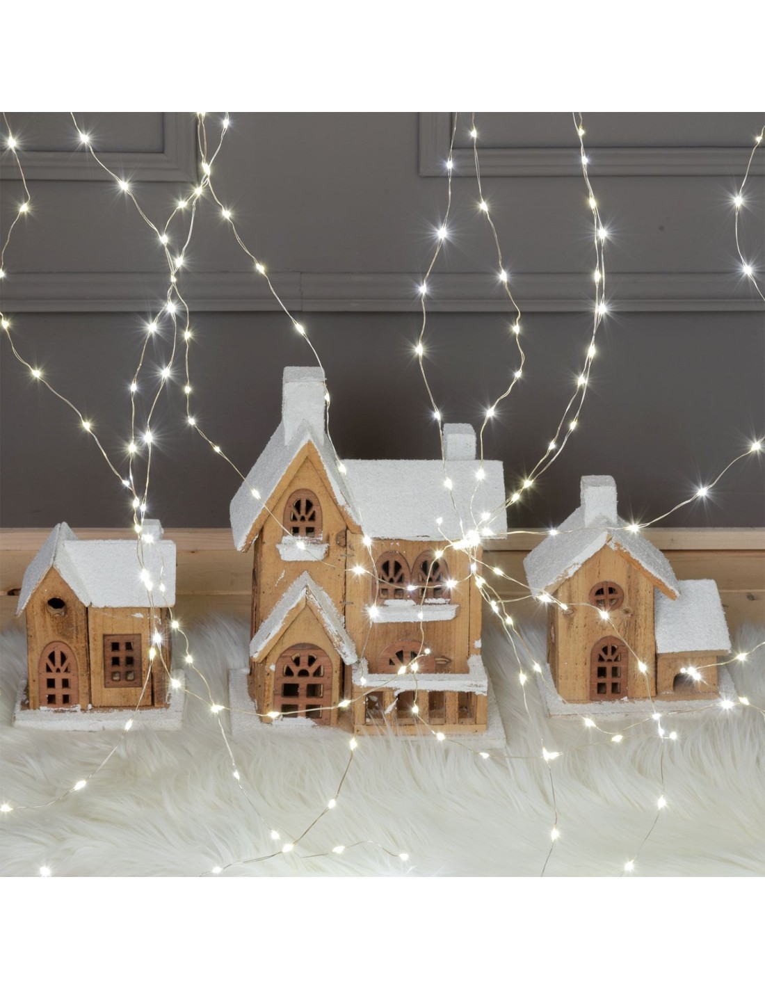 Cascata di Natale 600 MicroLED H200cm, FlashLED Diamond, Luce Bianca, 15 Stringhe, Cavo Argento, Uso Interno Esterno