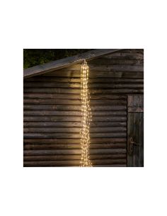 Cascata di Natale 900 MicroLED H300cm, FlashLED Diamond, Bianco Caldo, 15 Stringhe, Cavo Argento, Uso Interno Esterno