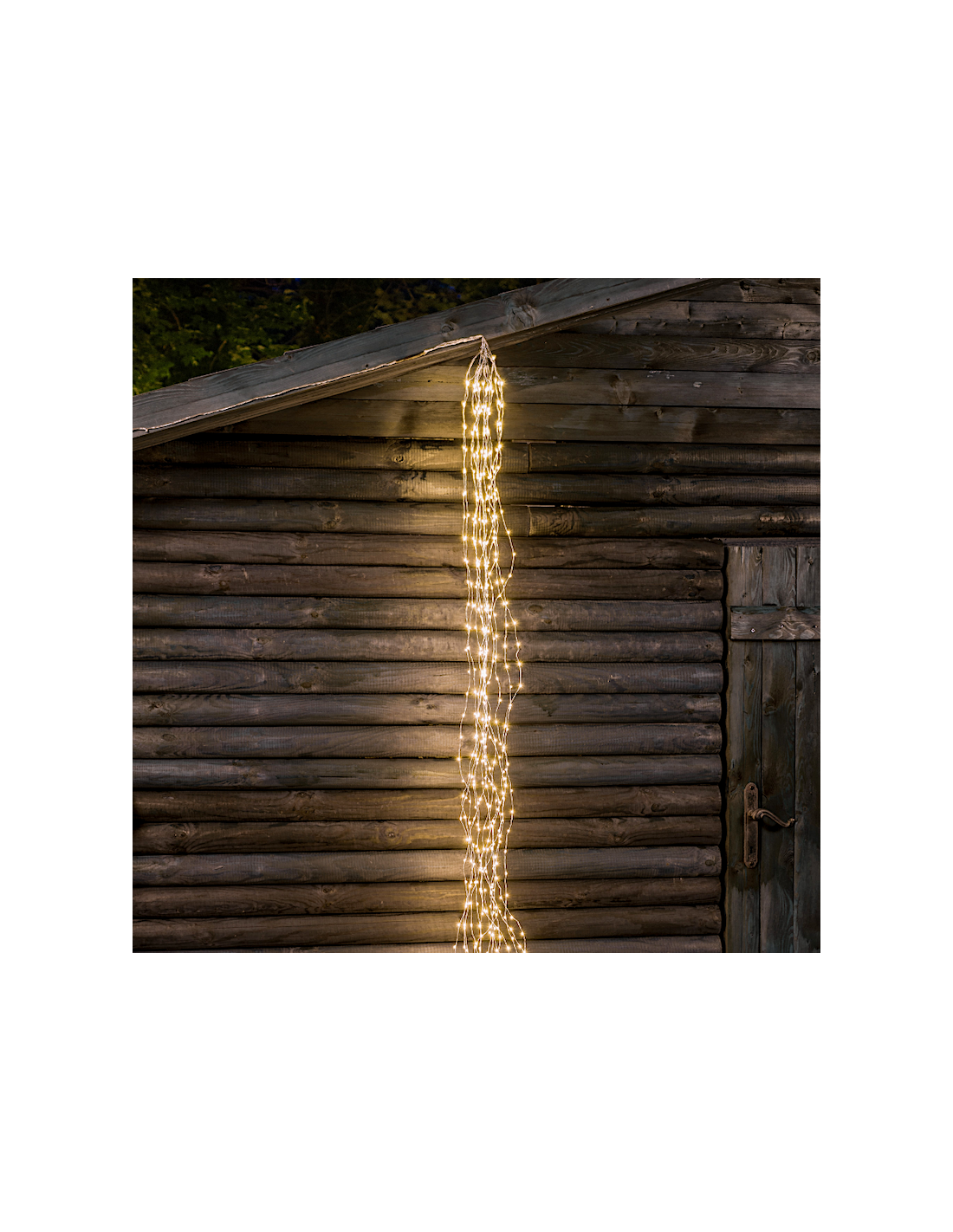 Cascata di Natale 900 MicroLED H300cm, FlashLED Diamond, Bianco Caldo, 15 Stringhe, Cavo Argento, Uso Interno Esterno