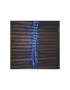 Cascata di Natale 900 MicroLED H300cm, FlashLED Diamond, Luce Bianca, 15 Stringhe, Cavo Argento, Uso Interno Esterno