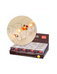 Catena di Natale Decorata D4 4m, 40 MicroLED Bianco Caldo, Babbo Renna Pupazzo 3D, Cavo Argento, Batteria